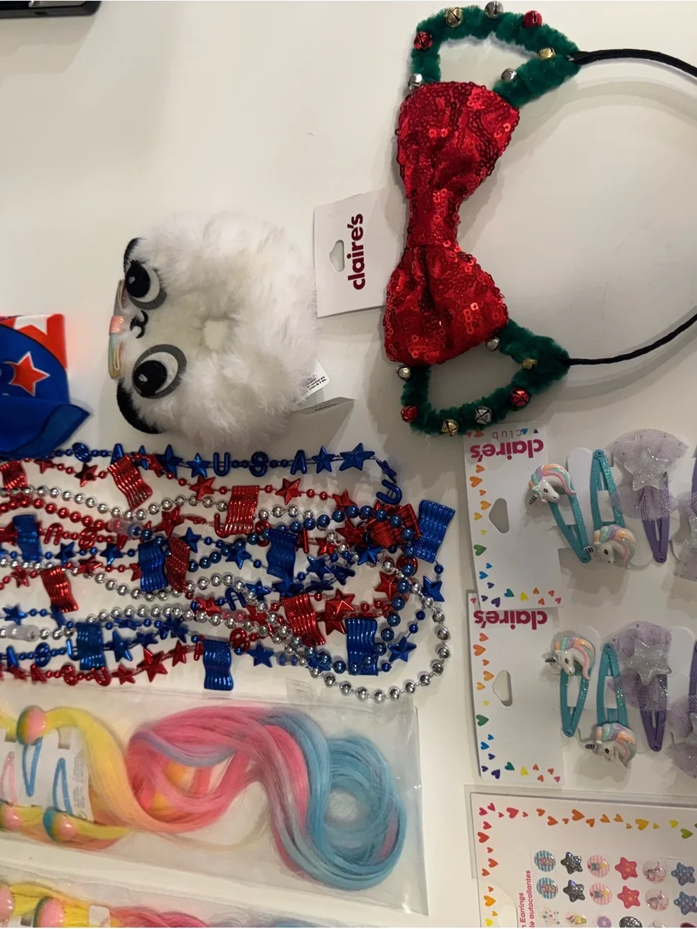 Claire's Kids Multicolor Hair and Makeup Lot- Rainbow Headbands & Clips